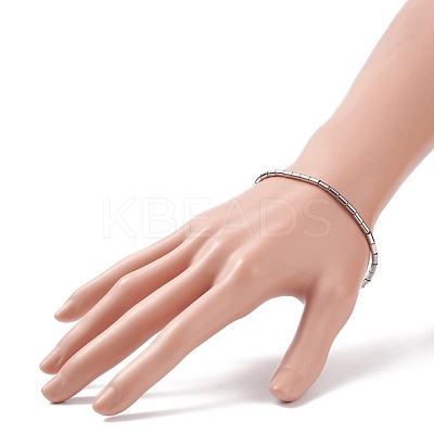 Glass Column Beaded Stretch Bracelet for Women BJEW-JB08625-02-1