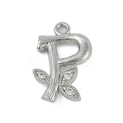 Brass Crystal Rhinestone Letter Links Connector Charms KK-S395-06P-P-1