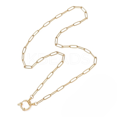 4MM 304 Stainless Steel Paperclip Chain Necklaces with Spring Ring Clasps NJEW-JN05708-1