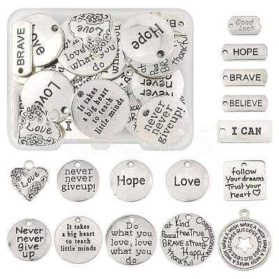 30Pcs 15 Styles Tibetan Style Alloy Pendants TIBEP-FS0001-40-1