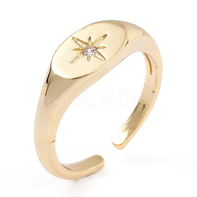 Brass Micro Pave Clear Cubic Zirconia Cuff Rings RJEW-B034-06G-1