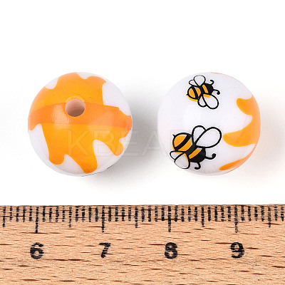 Printed Opaque Acrylic Beads MACR-T048-06B-1