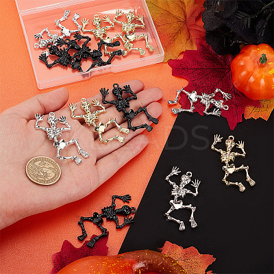 12Pcs 3 Colors Halloween Alloy Pendants FIND-OC0002-58-1