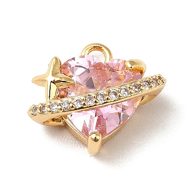 Brass Cubic Zirconia Charms KK-M233-10G-B-1