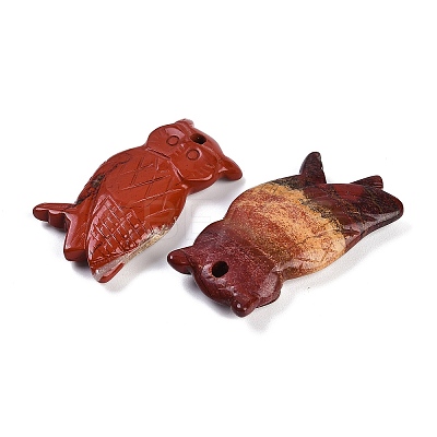 Natural Red Jasper Owl Carved Pendants G-C157-01A-1