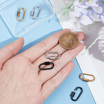 6Pcs 3 Colors 304 Stainless Steel Screw Carabiner Lock Charms STAS-UN0053-35-1