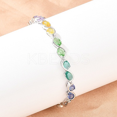 Platinum Tone Brass Micro Pave Cubic Zirconia Tennis Bracelets BJEW-B160-04P-01-1
