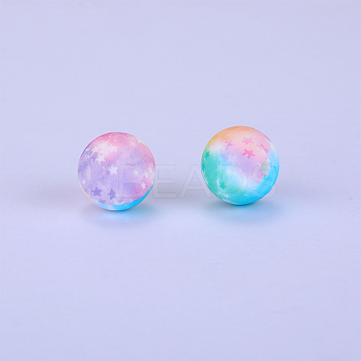 Printed Round Silicone Focal Beads SI-JX0056A-31-1