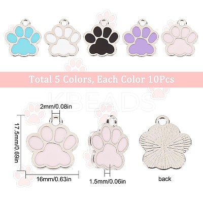 50Pcs 5 Style Alloy Enamel Pendants ENAM-SC0003-22-1