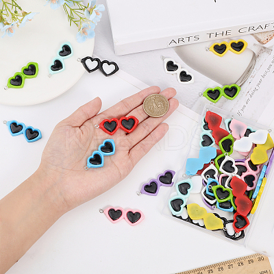 45Pcs 9 Colors Opaque Resin Pendants RESI-GL0001-06-1