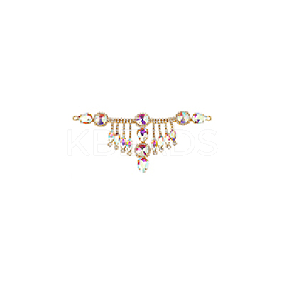 1Pc Flower Brass Rhinestone Ornament Accessories OHAR-FG0001-04C-1
