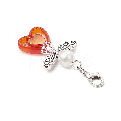 ABS Plastic Imitation Pearl & Transparent Acrylic Pendants Decorations HJEW-JM03603-01-1