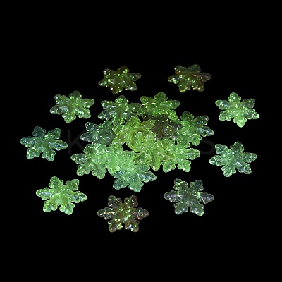 Christmas Snowflake UV Plating Luminous Rainbow Iridescent Acrylic Beads LACR-R001-07A-1