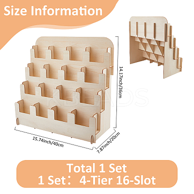 4-Tier 16-Slot Wooden Display Riser Stands ODIS-WH0086-134B-1