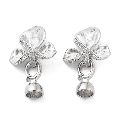 Brass Micro Pave Clear Cubic Zirconia Fold Over Clasps KK-Z080-05P-1