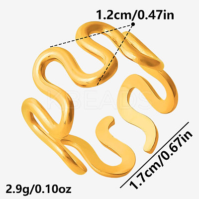 Geometric 304 Stainless Steel Adjustable Cuff Open Rings for Women WL5945-2-1