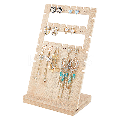 36-Hole 3-Row Wood Jewelry Display Stands EDIS-WH0016-007A-1