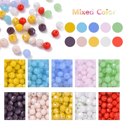500Pcs 10 Style Opaque Solid Color & Electroplate Glass Beads EGLA-YW0001-20B-1