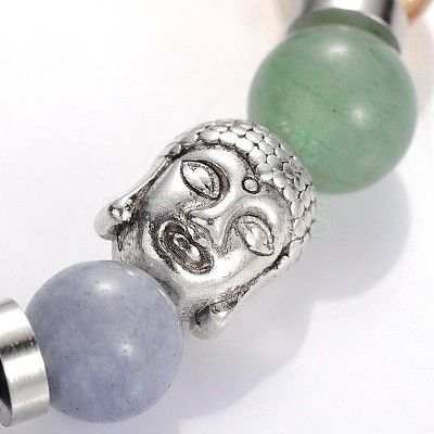 Buddha Head Gemstone Beaded Stretch Bracelets BJEW-JB01862-02-1