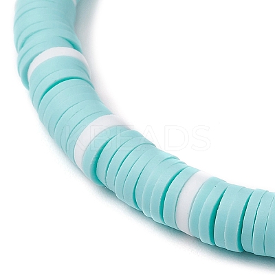 Flat Round Handmade Polymer Clay Heishi Beaded Stretch Bracelets BJEW-JB11715-02-1