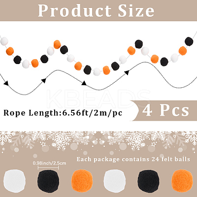 4Pcs Pom Pom Ball with Polyester Cord Hanging Banners AJEW-CP0009-76A-1