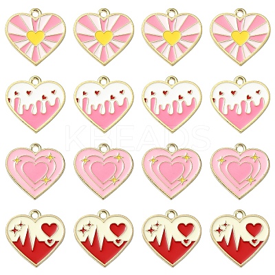 8Pcs 4 Colors Alloy Enamel Pendants ENAM-YW0004-31-1