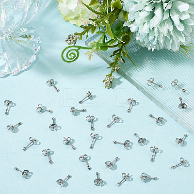 100Pcs 304 Stainless Steel Round Stud Earrings EJEW-BBC0002-05A-P-1