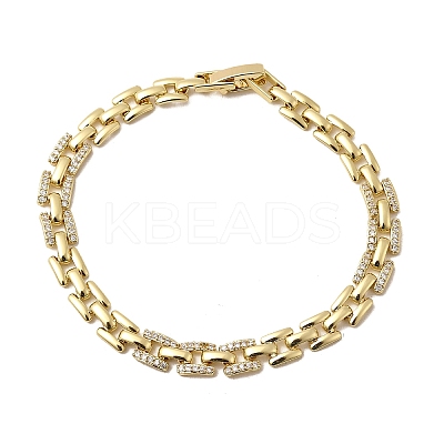Brass Micro Pave Clear Cubic Zirconia Panther Chain Bracelets for Women BJEW-H630-04G-1