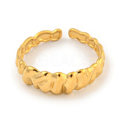 Ion Plating(IP) 304 Stainless Steel Open Cuff Ring for Women RJEW-A043-32G-1