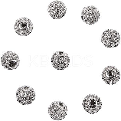Rack Plating Brass Cubic Zirconia Beads ZIRC-NB0001-05-1