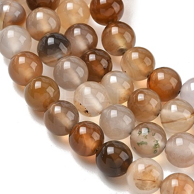 Dyed Natural Agate Round Beads Strands G-E321B-8mm-01-1