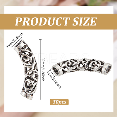 30Pcs Tibetan Style Alloy Curved Tube Beads FIND-PH0022-67A-1