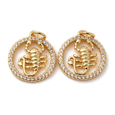 Brass Micro Pave Cubic Zirconia Pendants KK-P308-58G-1
