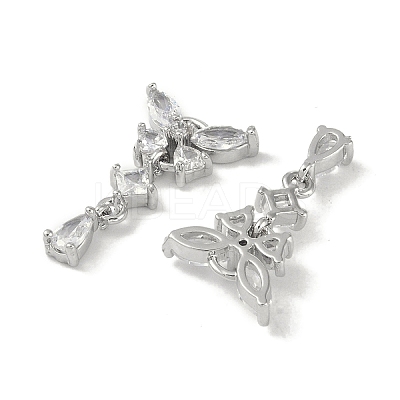 Brass Micro Pave Clear Cubic Zirconia Pendants KK-S367-10B-1