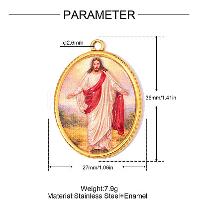 Religion Printed 304 Stainless Steel Pendants SA-OY003-86G-1