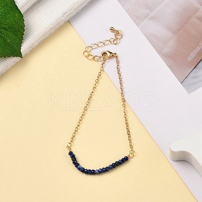 August Birthstone Natural Lapis Lazuli Beaded Bracelets BJEW-JB06092-08-1