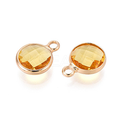 Golden Tone Brass Glass Charms X-GLAA-ZX008-24F-G-1