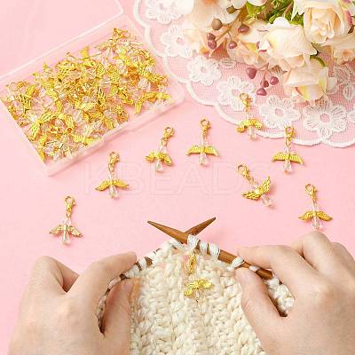 50Pcs 5 Style Glass & Alloy Pendant Decorations HJEW-FS00077-1