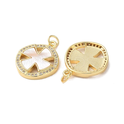 Brass Micro Pave Clear Cubic Zirconia Pendants KK-B083-17G-03-1