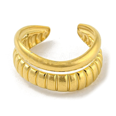 304 Stainless Steel Double Lines Open Cuff Ring RJEW-C067-18G-1