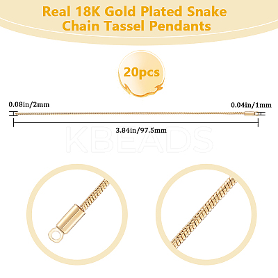 20Pcs Brass Snake Chain Tassel Pendants KK-BBC0013-66-1