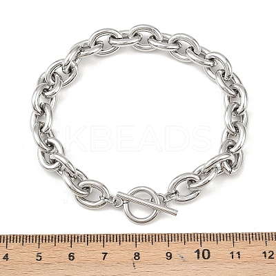 304 Stainless Steel Cable Chain Bracelets for Women BJEW-C129-08A-P-1