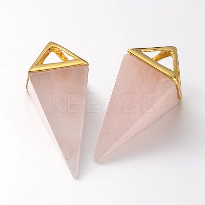 Natural Rose Quartz Point Pendulum Pendants G-E301-06G-1