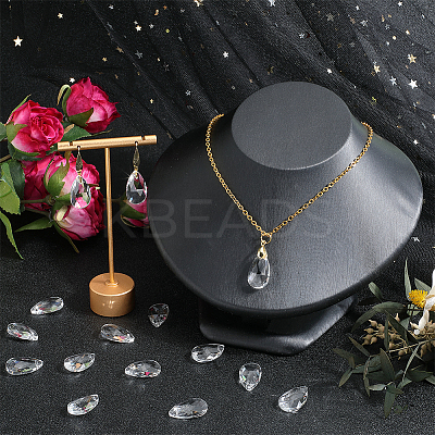 40Pcs Faceted Teardrop Glass Pendants GLAA-SP0001-11B-1