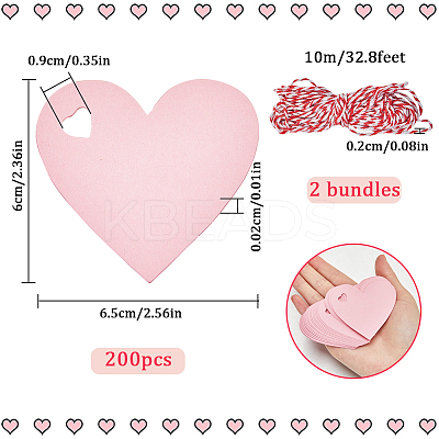 200Pcs Heart Paper Gift Tags CDIS-SP0001-14C-1