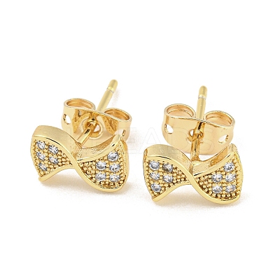 Brass Micro Pave Cubic Zirconia Ear Studs EJEW-P261-24A-G-1