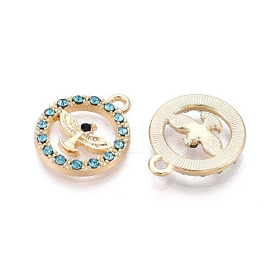 Rack Plating Alloy Rhinestone Pendants PALLOY-T091-22C-G-1