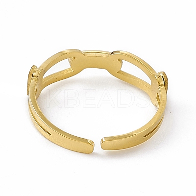 Ion Plating(IP) 304 Stainless Steel Cuff Ring for Women RJEW-C060-40G-1