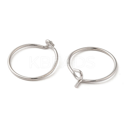 Rhodium Plated 925 Sterling Silver Hoop Earring Findings STER-Q188-01A-P-1