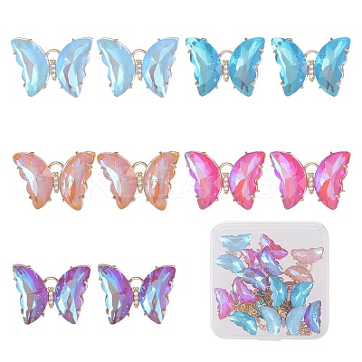 10Pcs 5 Colors Electroplate K9 Glass Pendants GLAA-SC0001-75-1